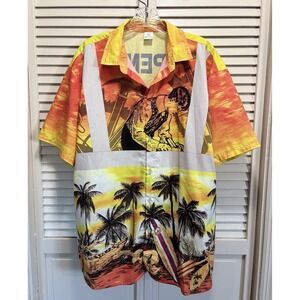 Hawaiian Surfboard Carpenter Button Up Short Sleeve‎ Shirt Size 2XL Beach